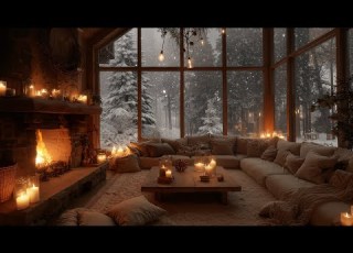  Warm Winter Night In A Forest Cabin Soft Piano Falling Snow Cozy Fireplace Ambience For Sleep