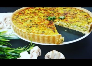 تارت الدجاج والفطر مع السبناخ بالعجينة المر أو البات بريزي بنة على بنة مذاق ولا أروع