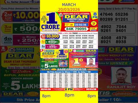 20 03 2026 8pm Nagaland State Dear Lottery Result Live Dear Morning Day Night Result Shorts