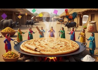 Giant Aloo Paratha In Punjab Village Episode 1 Giant Alloo Paratha Challenge