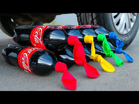 Experimento Rueda De Coche VS Coca Cola Con Globos Aplastando Cosas Crujientes Con El Coche