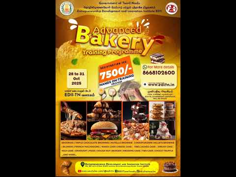 Advanced Bakery Training At EDII TN Govt Of Tamil Nadu Join Learn Professional Baking Skills