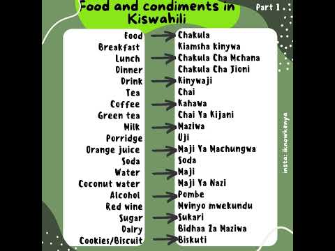 Food And Condiments In Swahili