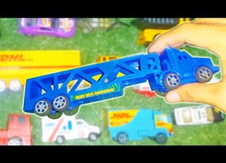 Membersihkan Mainan Truk Oleng Tractor Truk Pasir Kereta Api Buldoser Truk Kontainer Ambulans