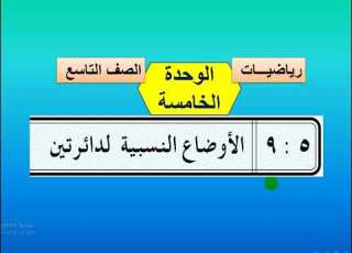 الوحدة الخامسة الهندسة الاوضاع النسبية لدائرتين