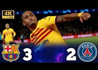 ملخص كامل برشلونة 3 2 باريس سان جيرمان دوري أبطال أوروبا 2024 جنون حفيظ الدراجي 4k
