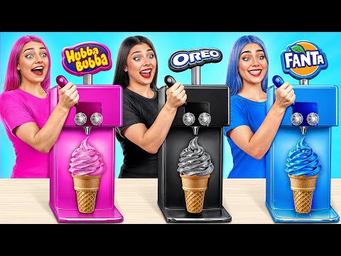 Pink VS Black VS Blue Color Cooking Challenge Edible Battle By Multi DO Challenge