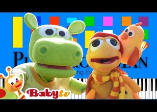  Snuggle Puppets BabyTV Slow EASY Medium 4K Piano Tutorial