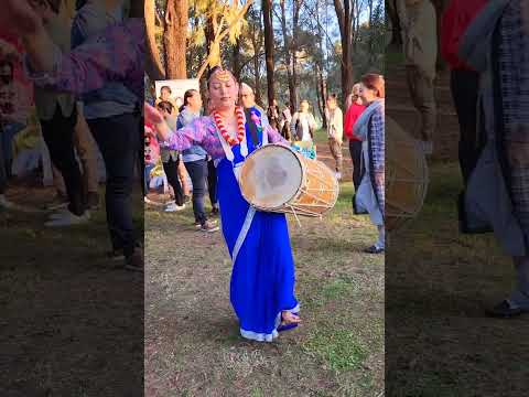 Kirati Woman Playing Kirati Drum Chyabrung