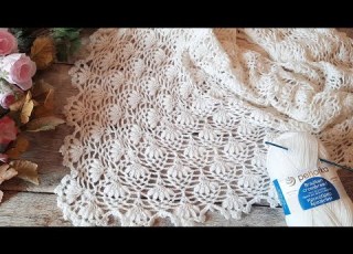  ВЯЖУ и Не МОГУ остановиться Ажурная шаль бактус Белый лебедь крючком