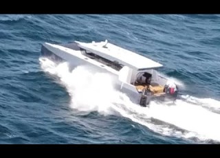 A47 UK To Norway 4 Powercat In Rough Seas Off Lindesnes Norway