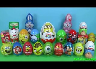 33 Surprise Eggs Kinder Surprise Spongebob Mickey Mouse Disney Pixar Cars Eggs