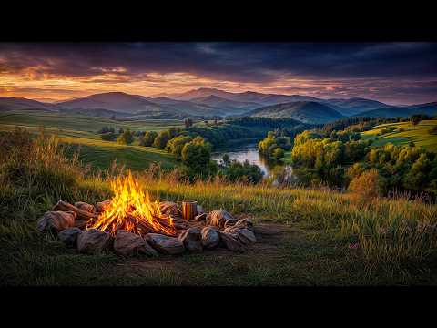 Warm Light Across Hills River Valley Under A Soft Sunset Glow Warm Light Across Hills River Valley Under A Soft Sunset Glow