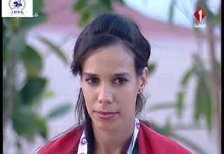 مراسم تتويج حياة علاوي من جمعية ملوية العليا ببومية بالمدالية الذهبية لنصف المرطون بتونس