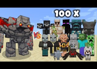 Redstone Golem Vs All Mobs In Minecraft X100 Redstone Golem Minecraft Dungeons Vs All Mobs Army