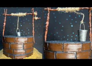  مجسم بئر صغير بالكرتون بطريقة احترافية و سهلة و بسيطة DIY A Well Model Using Cardboard