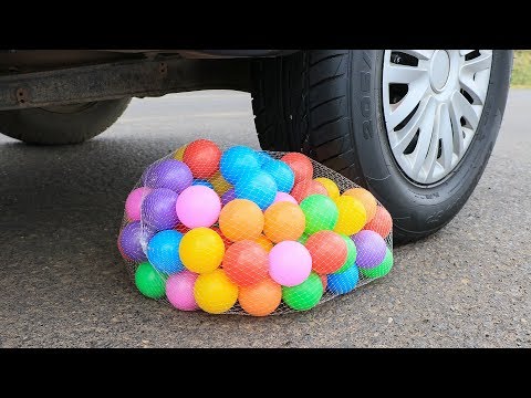 Aplastando Cosas Crujientes Bolas De Colores VS Rueda De Coche