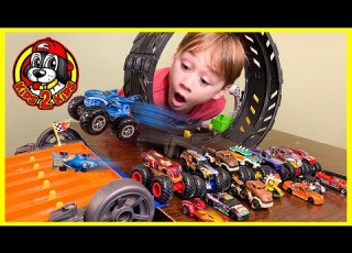  Monster Jam Hot Wheels MONSTER TRUCKS VS RACE CARS Epic Loop Challenge Race GIVEAWAY