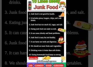 10 Lines Essay On Junk Food Junk Food 10 Line Junk Food Par 10 Line English Mein