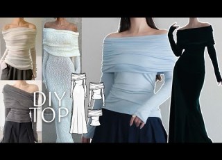  DIY بلوزة فستان بدون أكتاف درس خياطة سهل نمط الخياطة
