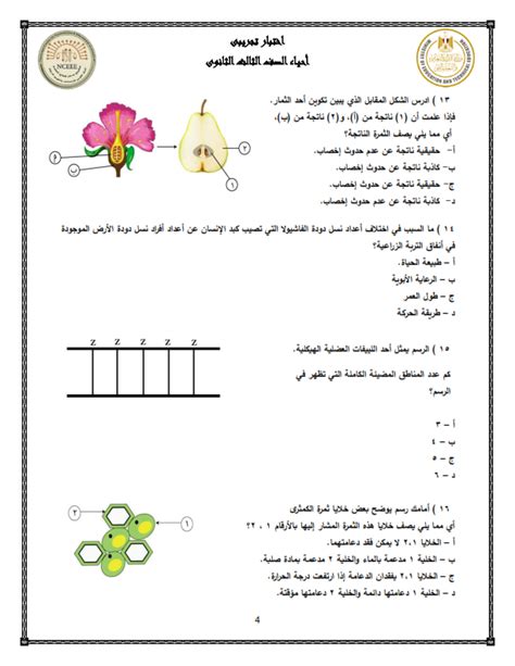 اختبار الأحياء التجريبية المسربة 2024 للصف الثالث الثانوي