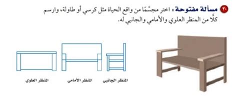 اختر شيئًا حقيقيًا مثل كرسي أو طاولة وارسم منظره العلوي والأمامي والجانبي؟
