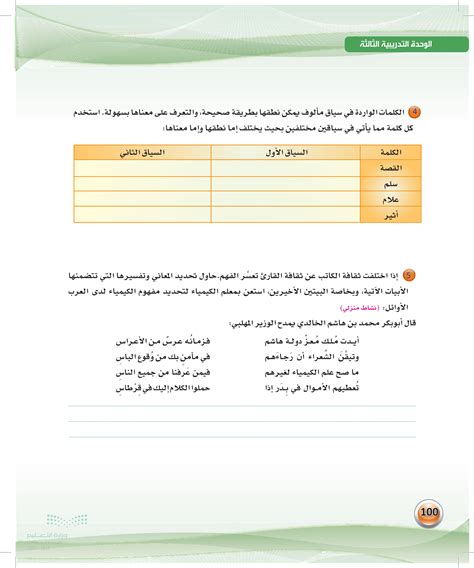 استخدم كل كلمة من الكلمات التالية في سياقين مختلفين بحيث يختلف نطقها أو معانيها