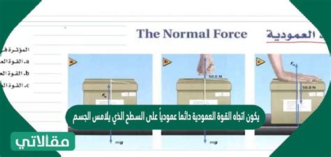 اشرح أن اتجاه القوة العمودية دائمًا ما يكون عموديًا على السطح الذي يلمسه الجسم اشرح أن اتجاه القوة العمودية دائمًا ما يكون عموديًا على السطح الذي يلمسه الجسم