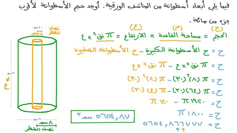 اشرح حجم الأسطوانة المجاورة وقرب إجابتك لأقرب جزء من عشرة إذا لزم الأمر.