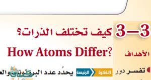 اشرح كيف تختلف الذرات في المرحلة الثانوية الأولى.