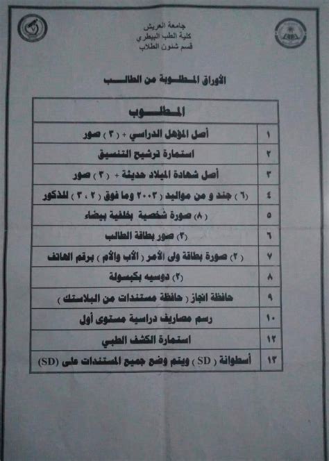 الأوراق المطلوبة للتقدم للطلبة الجامعيين