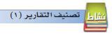حل سؤال.  فيما يلي بعض أسماء التقارير وستحتاج إلى تحديد نوعها