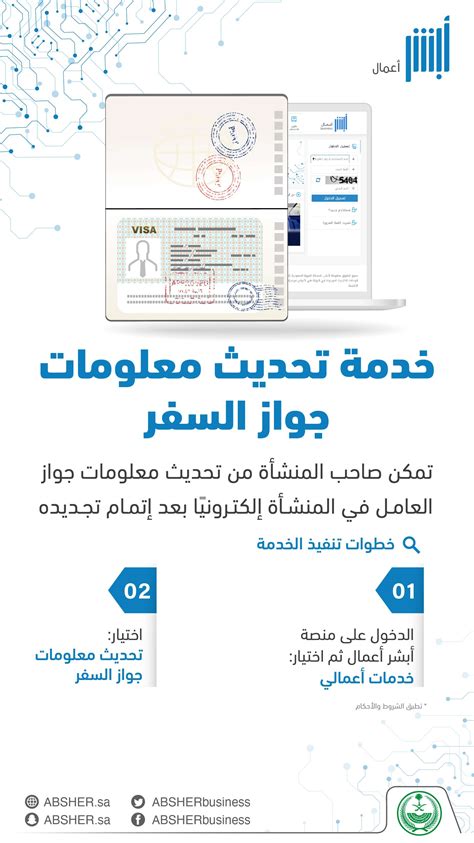 خطوات تحديث معلومات جواز السفر باستخدام أبشر
