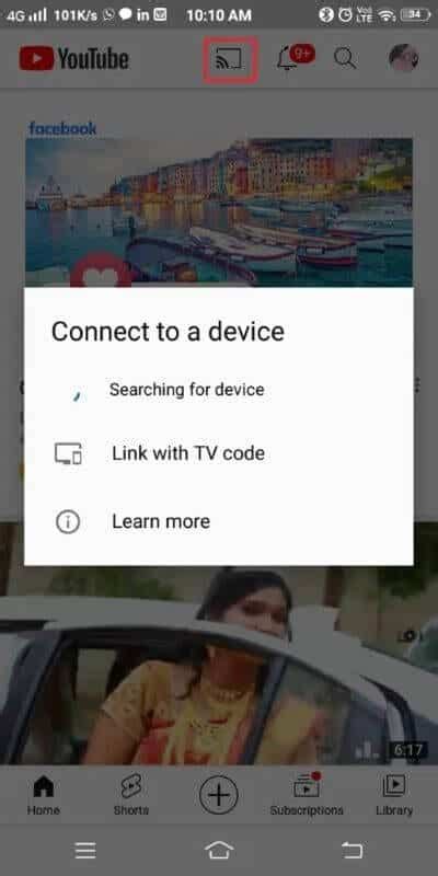 قم بتشغيل YouTube على الشاشة من هاتف Android