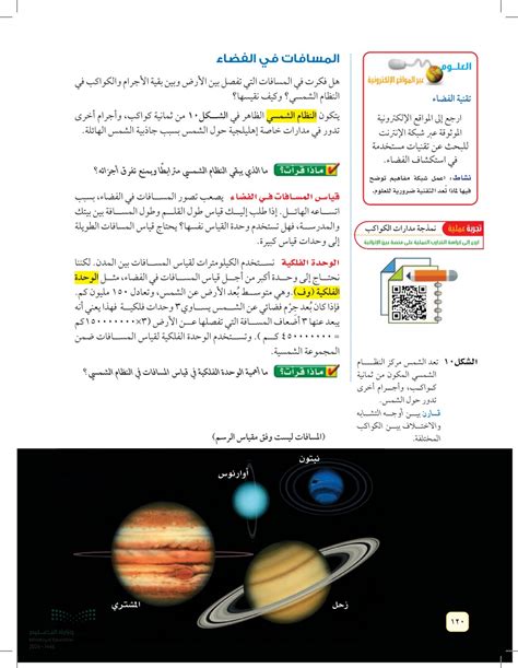 لقياس المسافات في الفضاء بين الكواكب، نستخدم الإجابة الكاملة