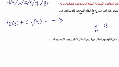 معادلة كيميائية لفظية ومعادلة كيميائية رمزية