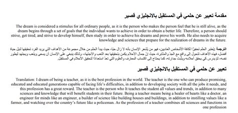 موضوع قصير بالإنجليزية عن حلم الوطن المستقبلي