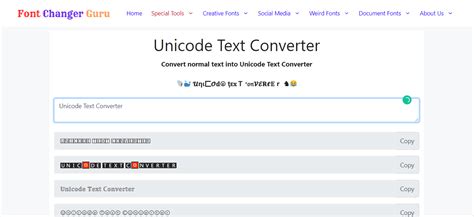 موقع ويب Unicode Text Converter لتغيير نوع الخط