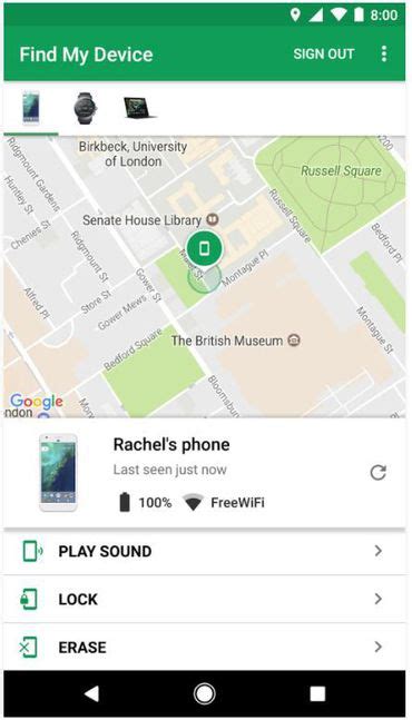 ميزات تطبيق Find My Device