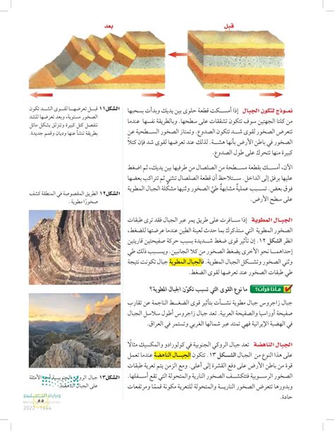 نوع القوى التي تؤدي إلى تكوين الجبال المطوية هي قوى الشد