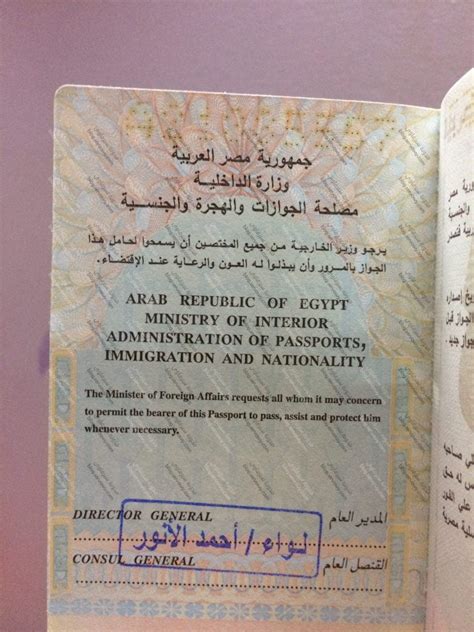 يرجى كتابة تعليق توضيحي على نموذج جواز السفر المصري لأولئك الذين هاجروا من قبل