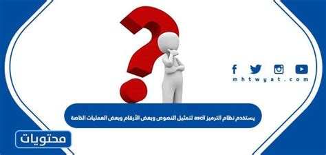 يستخدم نظام ترميز ASCII لتمثيل النص وبعض الأرقام وبعض العمليات الخاصة
