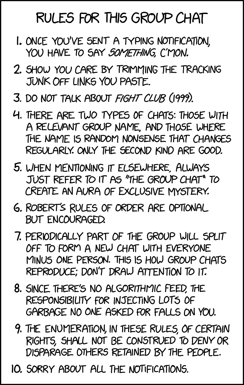 xkcd Group Chat Rules