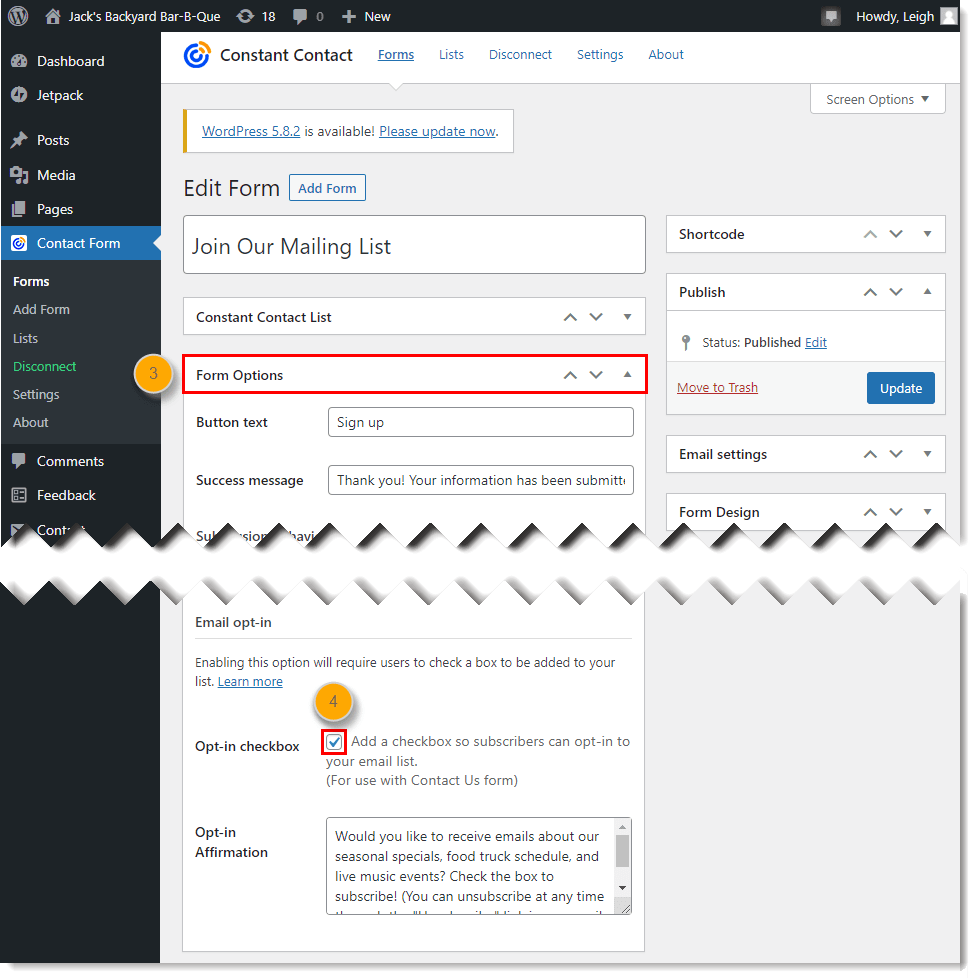 Troubleshooting list addition issues in the Constant Contact Forms Plugin for WordPress