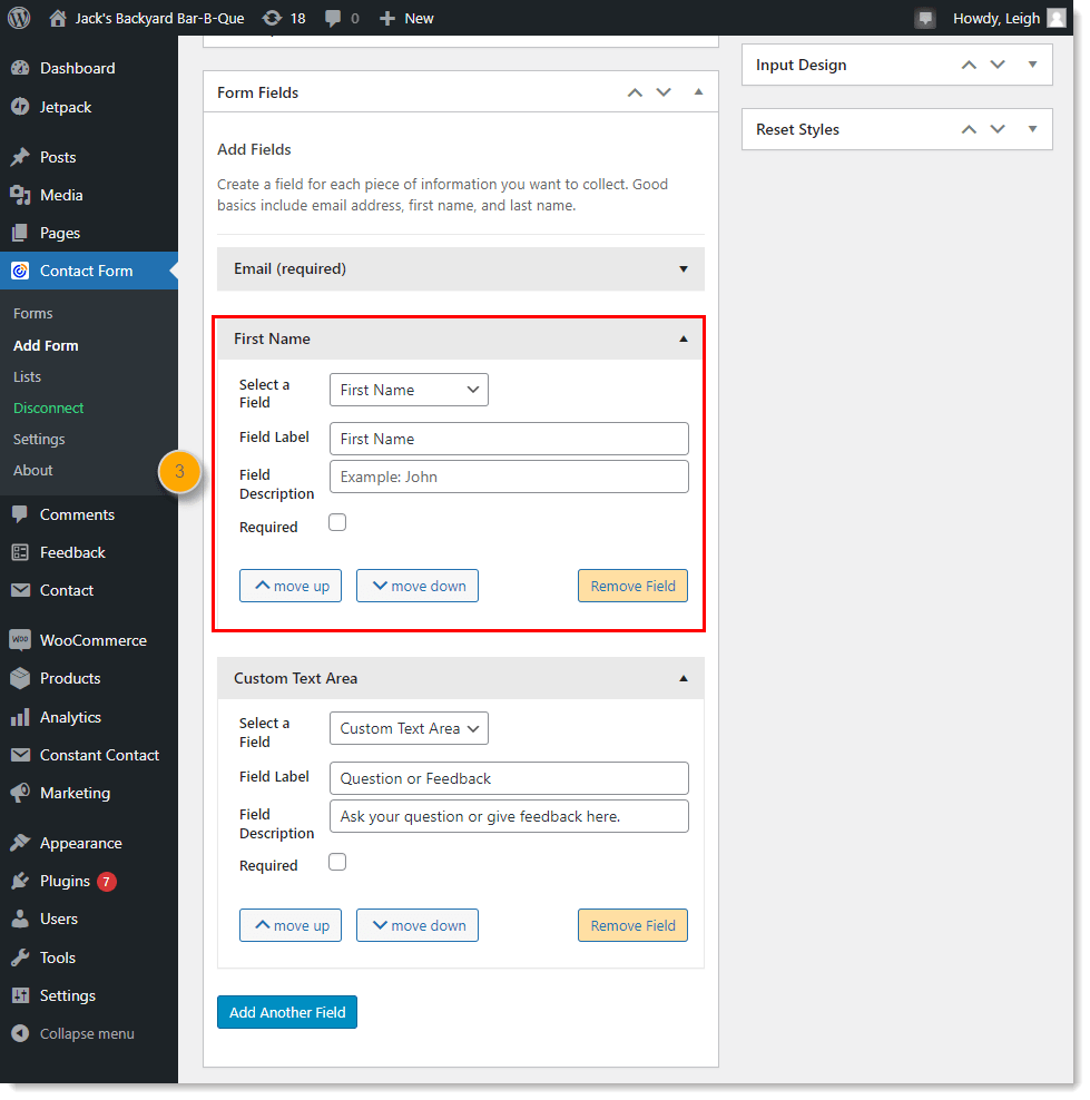 Create a 'Contact Us' form with the Constant Contact Forms for WordPress Plugin
