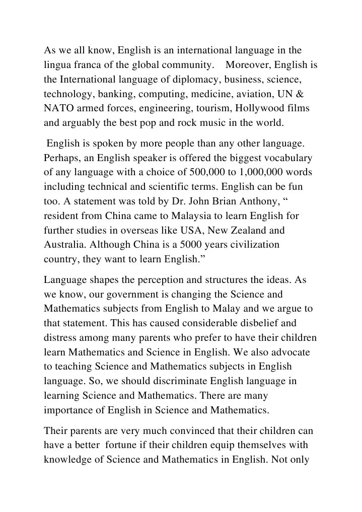 Why English Is Important in Science and Mathematics PDF English