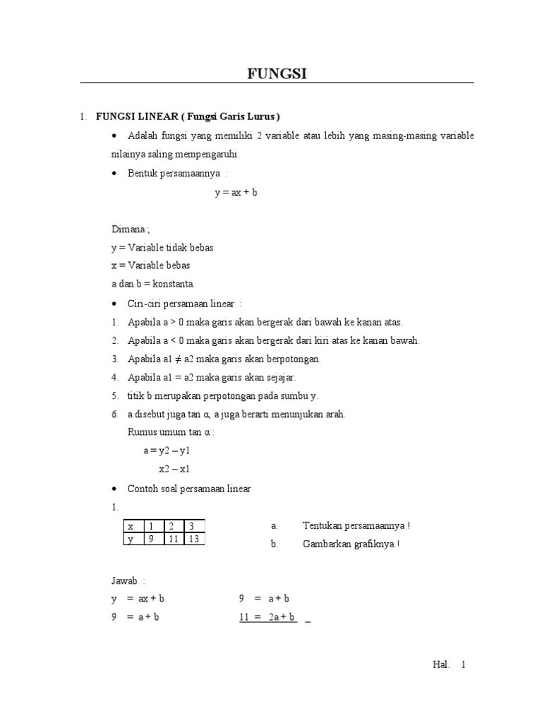 Statistika dan Matematik (rumus fungsi)