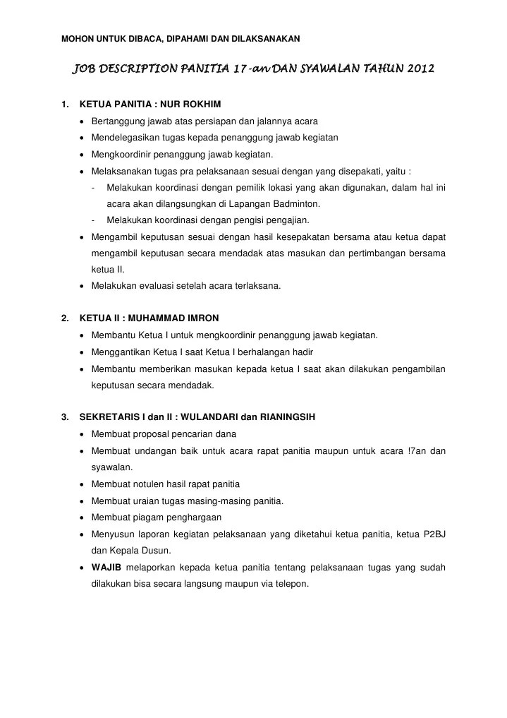 Apa Tugas Dan Tanggung Jawab Ketua Panitia Belajar Soal