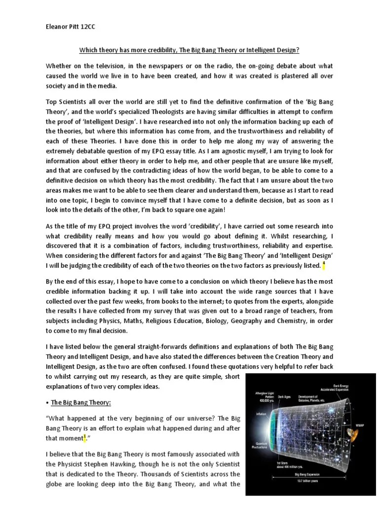 EPQ Essay Final Intelligent Design Creationism