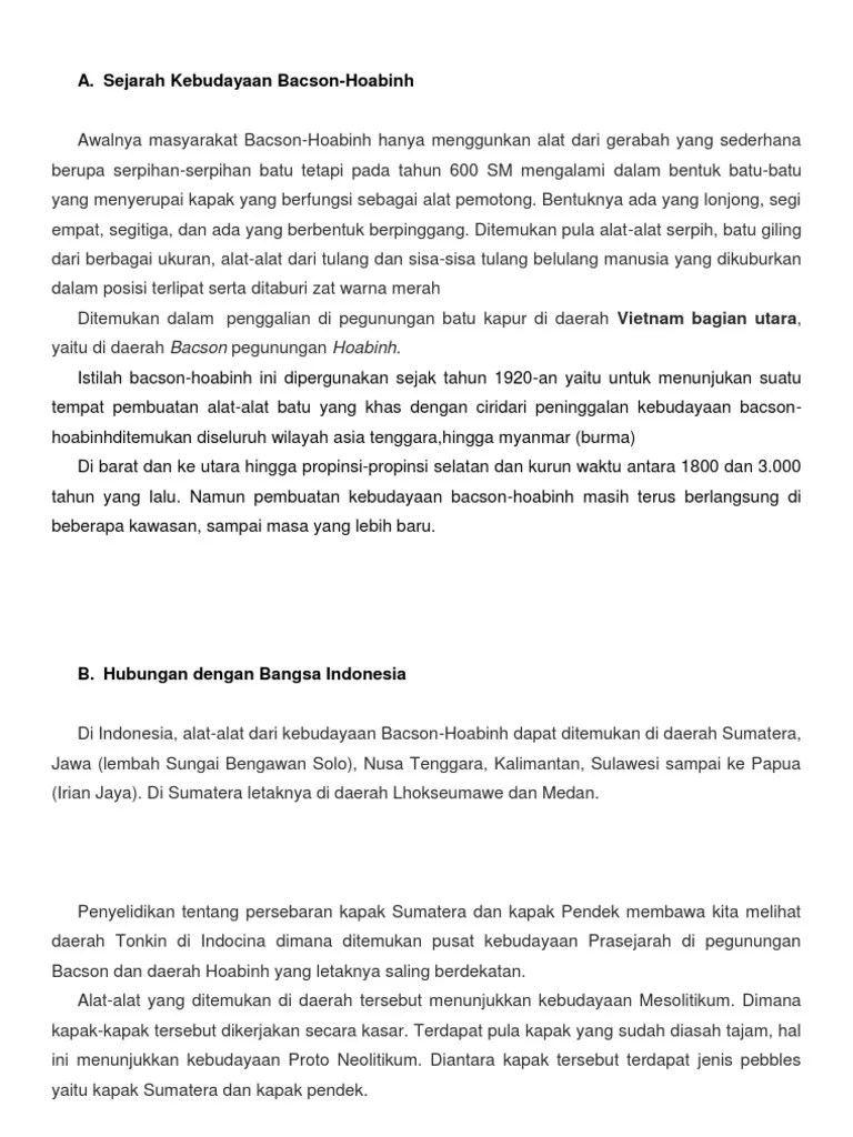 Berikut Tempat Ditemukannya Kebudayaan Bascon Hoabin Kecuali